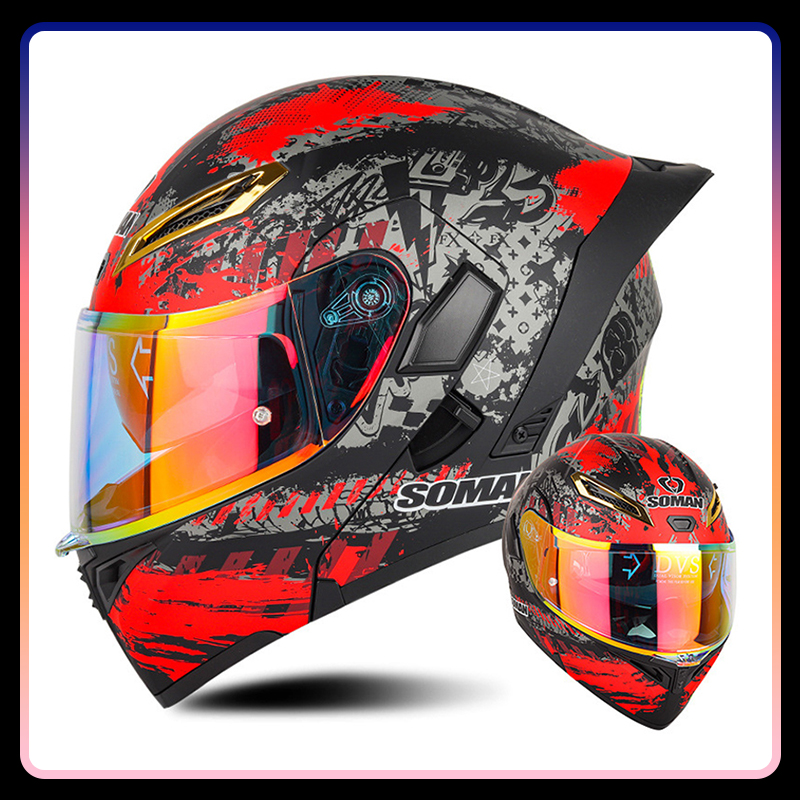 Four Seasons Universal Flip Up - Dual Visor Motorcycle Racing Helmet 评论和价格