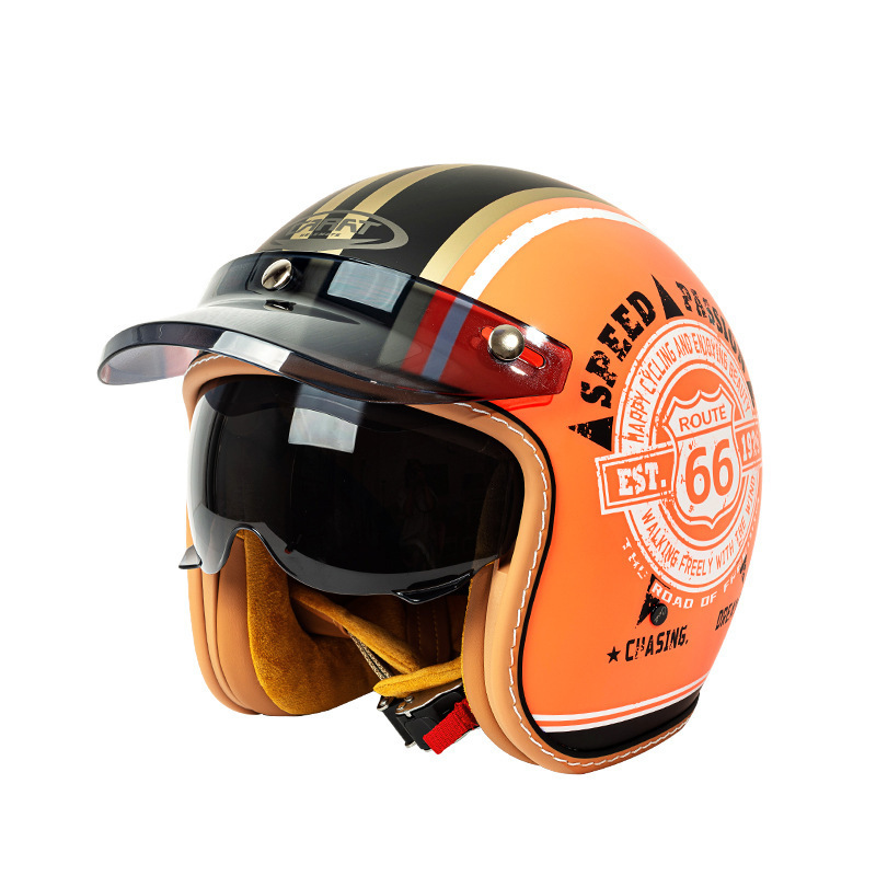 Vintage Open Face Motorcycle H - Vintage Open Face Retro Helmet 评论和价格