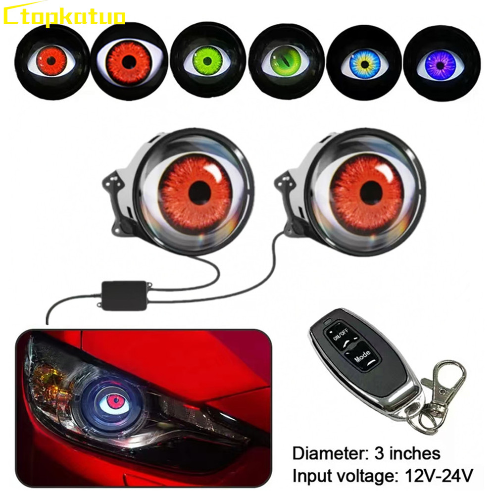 2PCS Remote Control LED Eye Li - Universal Motorcycle Led Headlight Projector 评论和价格