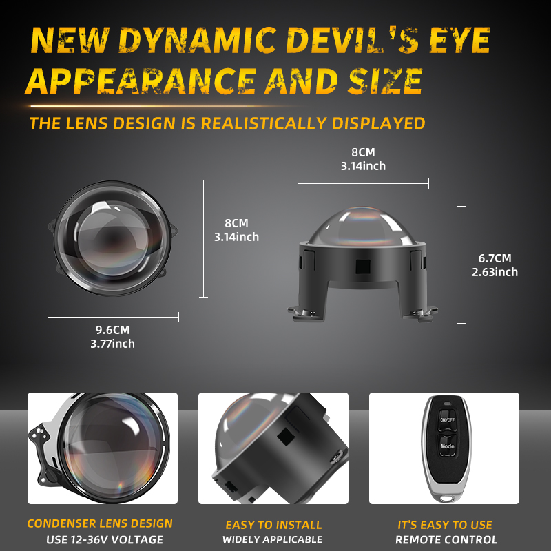 2PCS Remote Control LED Eye Li - Universal Motorcycle Led Headlight Projector 评论和价格