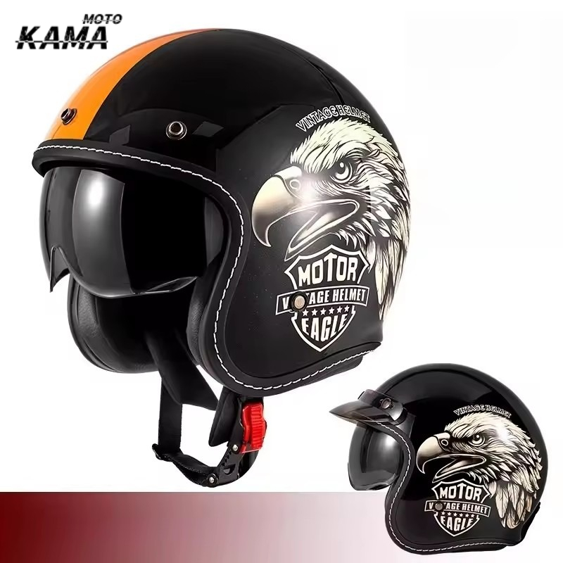 HOT Open Face Motorcycle Helme - Vintage Open Face Retro Helmet 评论和价格